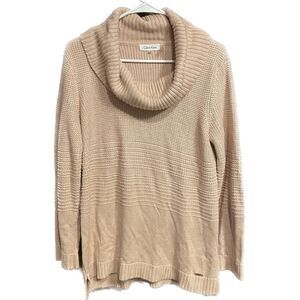 Calvin Klein Blush Cowl Neck Chunky Knit Long Sleeve Sweater Large (L)